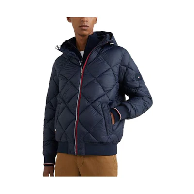 Tommy Hilfiger Quilted Colorblock Hooded Jacket Navy DW5 MW0MW27588