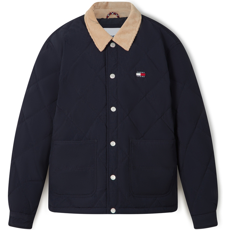 Tommy Hilfiger Quilted Corduroy Collar Padded Jacket Mens Casual Warm Coat DM0DM17485