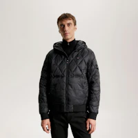 Shop Tommy Hilfiger Quilted Slim Fit Hooded Jacket MW0MW32766
