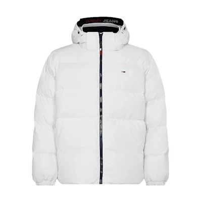 Tommy Hilfiger Quilted Solid Logo Patch Zip Jacket White DM0DM12171-YBR