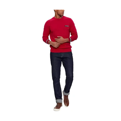 Tommy Hilfiger Red Crewneck Logo Slim-Fit Long-Sleeve Sweatshirt MW0MW33502-XJV