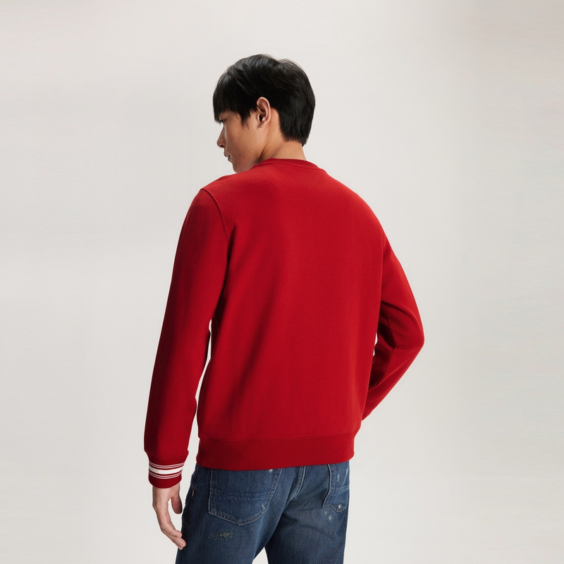 Purchase 汤米·希尔费格 红色刺绣双面针织圆领卫衣 MW0MW34192