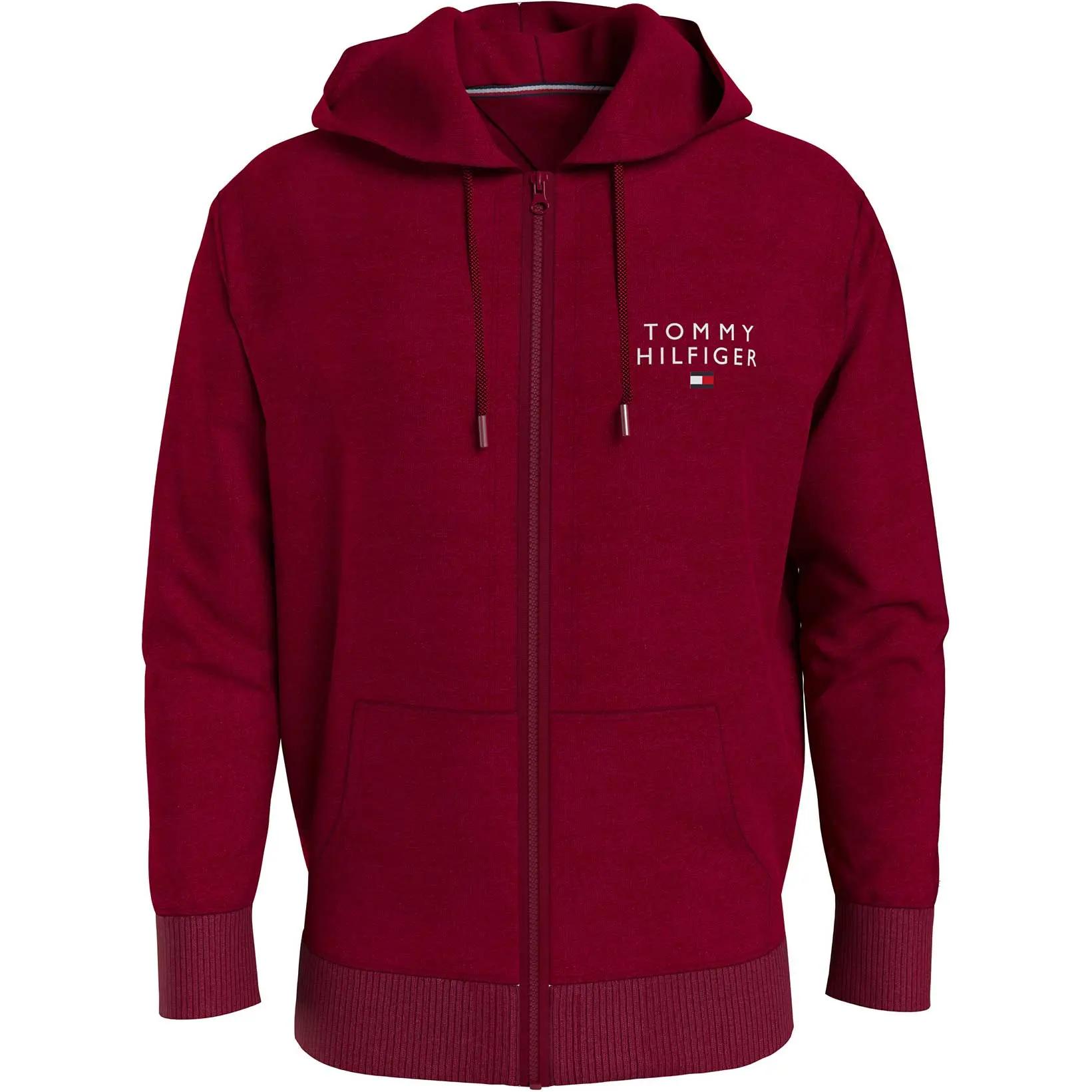 Tommy Hilfiger Red Hoodie Jacket with Embroidered Logo Long Sleeve UM0UM03133-XJS