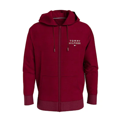 Tommy Hilfiger Red Hoodie Jacket with Embroidered Logo Long Sleeve UM0UM03133-XJS