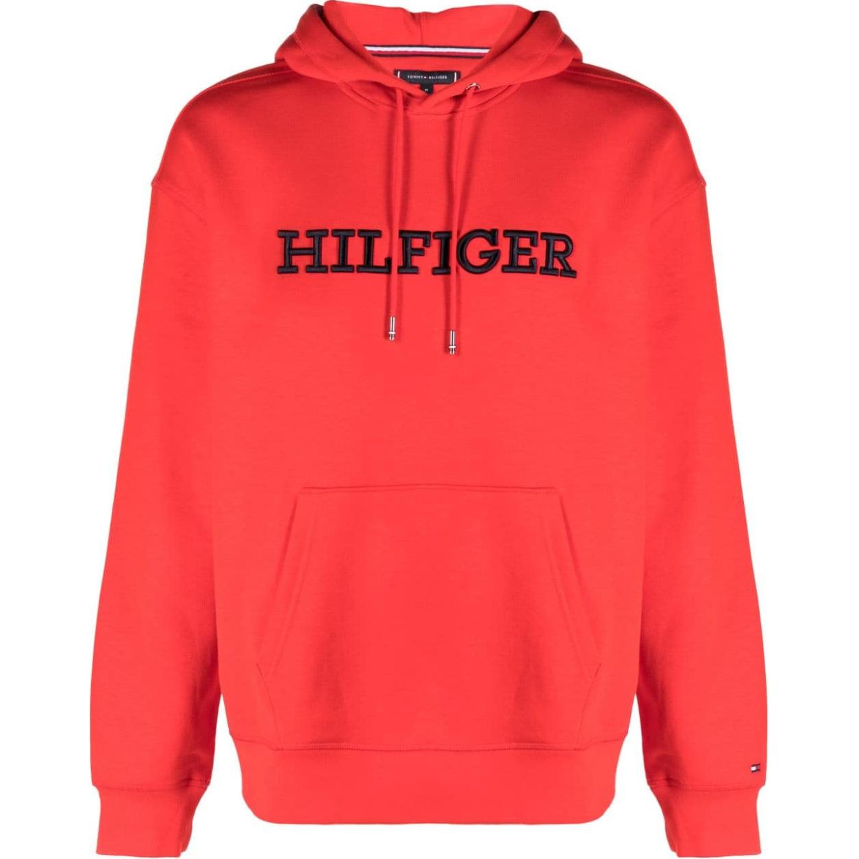 Tommy Hilfiger Red Hoodie with Logo Letter Embroidery MW0MW33062-RED