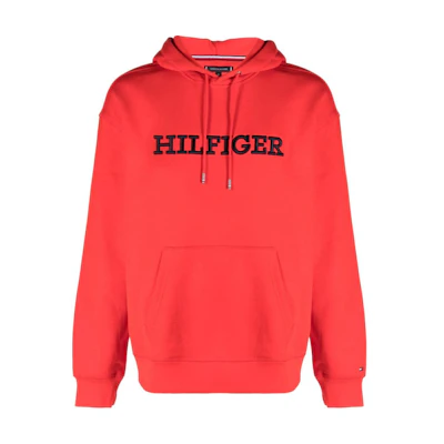 Tommy Hilfiger Red Hoodie with Logo Letter Embroidery MW0MW33062-RED