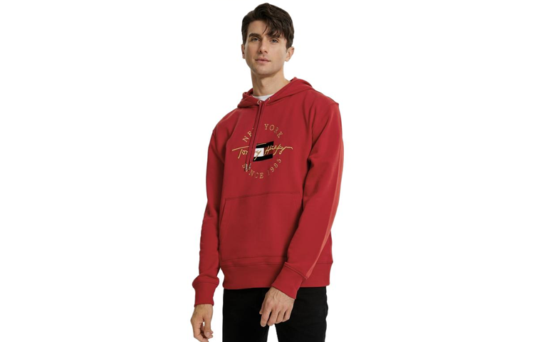 Tommy Hilfiger Red Logo Pullover Hoodie for Men MW0MW22529-XMP