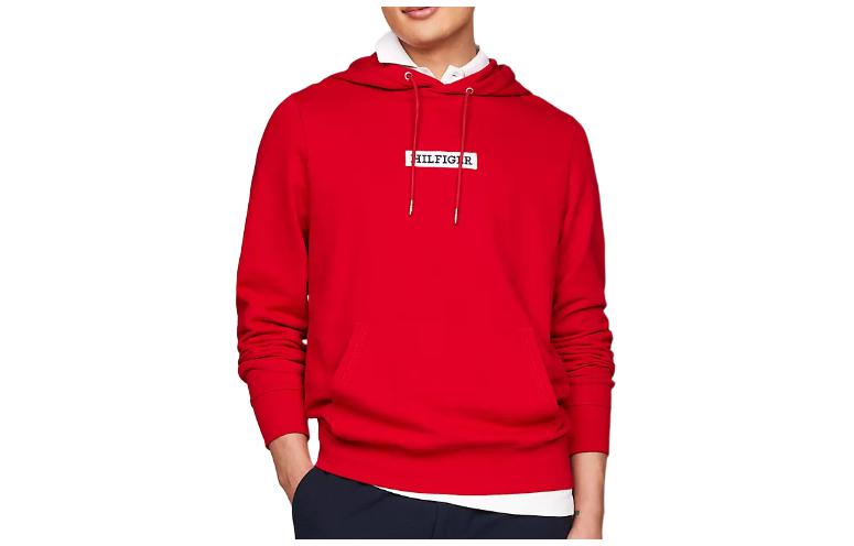 Tommy Hilfiger Red Pullover Hoodie with Logo Print MW34379-XLG