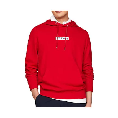 Tommy Hilfiger Red Pullover Hoodie with Logo Print MW34379-XLG