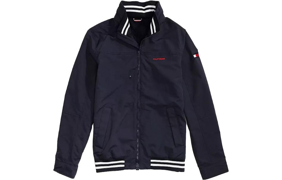 Tommy Hilfiger Regatta Black Striped Jacket for Men - Sky Collar Long Sleeve M78C4175-416