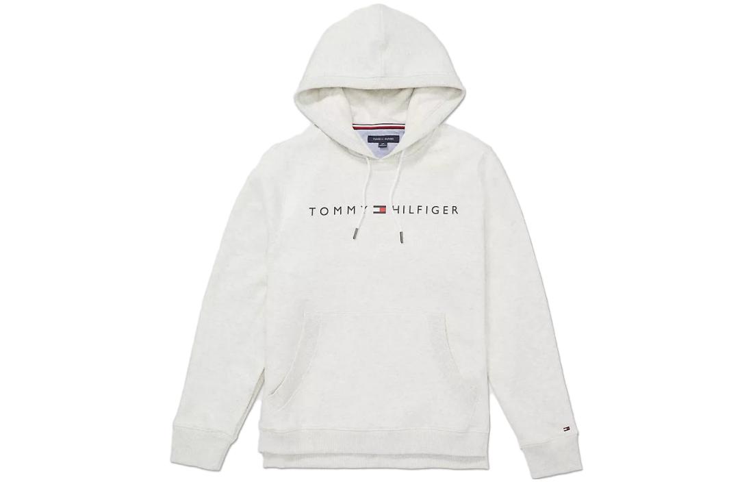 Tommy Hilfiger Relaxed Fit Hoodie White Letter Print Drawstring Pullover M78J7651-P74