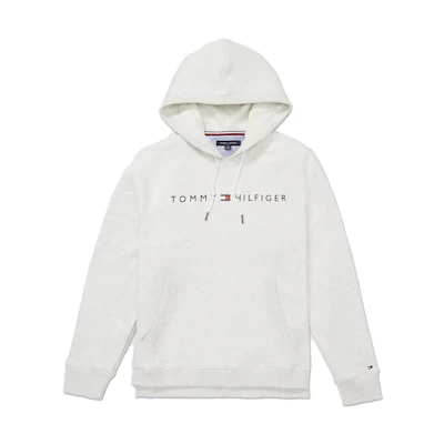 Tommy Hilfiger Relaxed Fit Hoodie White Letter Print Drawstring Pullover M78J7651-P74