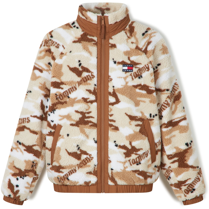 Tommy Hilfiger Retro Camo Fleece Jacket Brown White Colorblock DM0DM17221-0GQ