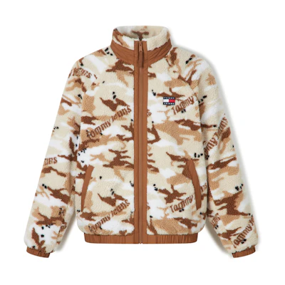 Tommy Hilfiger Retro Camo Fleece Jacket Brown White Colorblock DM0DM17221-0GQ