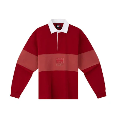 Tommy Hilfiger Retro Colorblock Embroidered Loose Polo Sweatshirt Red Men’s DM0DM18393