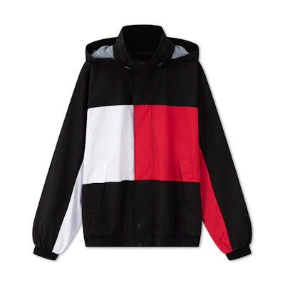 Tommy Hilfiger Retro Colorblock Packable Hooded Jacket Unisex Black DM0DM19126