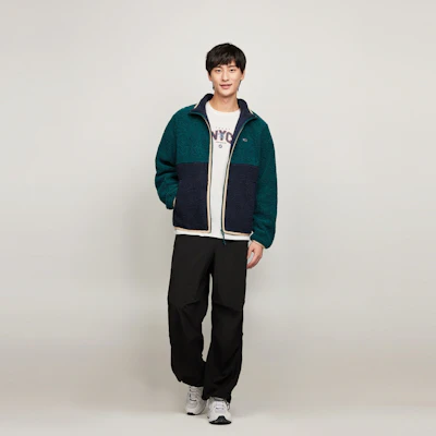 汤米·希尔费格复古拼色羊羔绒夹克男款宽松版 DM0DM19644 5