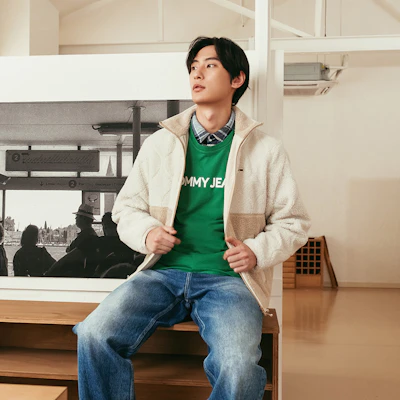 汤米·希尔费格复古拼色羊羔绒夹克男款宽松版 DM0DM19644 Shop 汤米·希尔费格复古拼色羊羔绒夹克男款宽松版 DM0DM19644