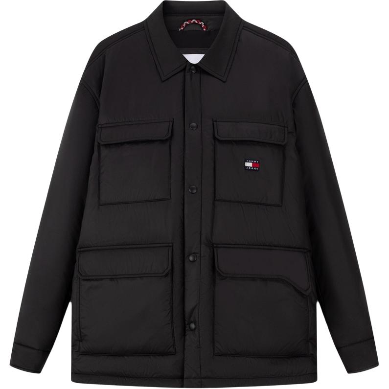 Tommy Hilfiger Retro Embroidered Utility Pocket Snap Button Loose Jacket Black DM0DM16577-BDS