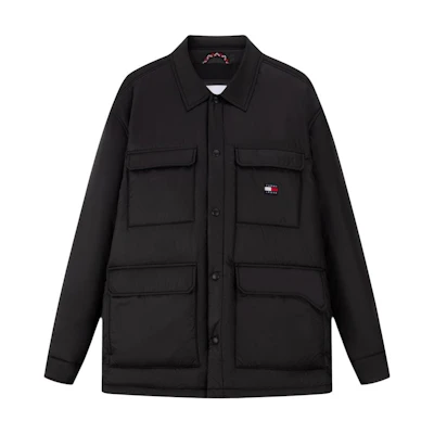 Tommy Hilfiger Retro Embroidered Utility Pocket Snap Button Loose Jacket Black DM0DM16577-BDS