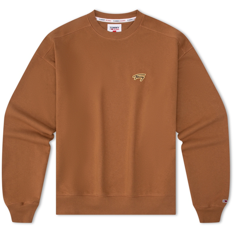 Tommy Hilfiger Retro Gold Trim Logo Oversized Pullover Crewneck Sweatshirt Unisex DM0DM17784