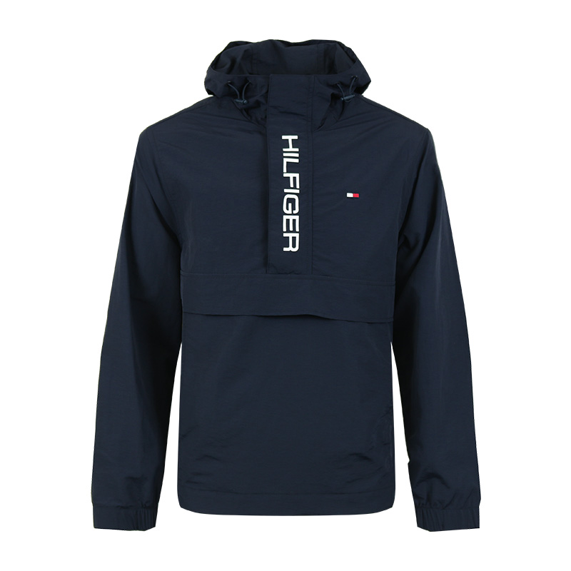 Tommy Hilfiger Retro Lightweight Half-Zip Lettering Hooded Jacket Tennis Style 152AN677