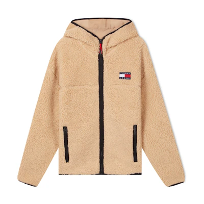 Tommy Hilfiger Retro Sherpa Hoodie Jacket with Embroidery Design DM0DM15509