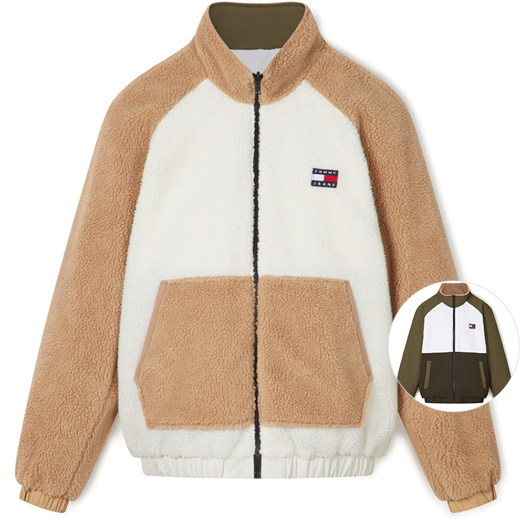Order 汤米·希尔费格拼色可翻转羊羔绒夹克男女同款时尚外套 DM0DM17232