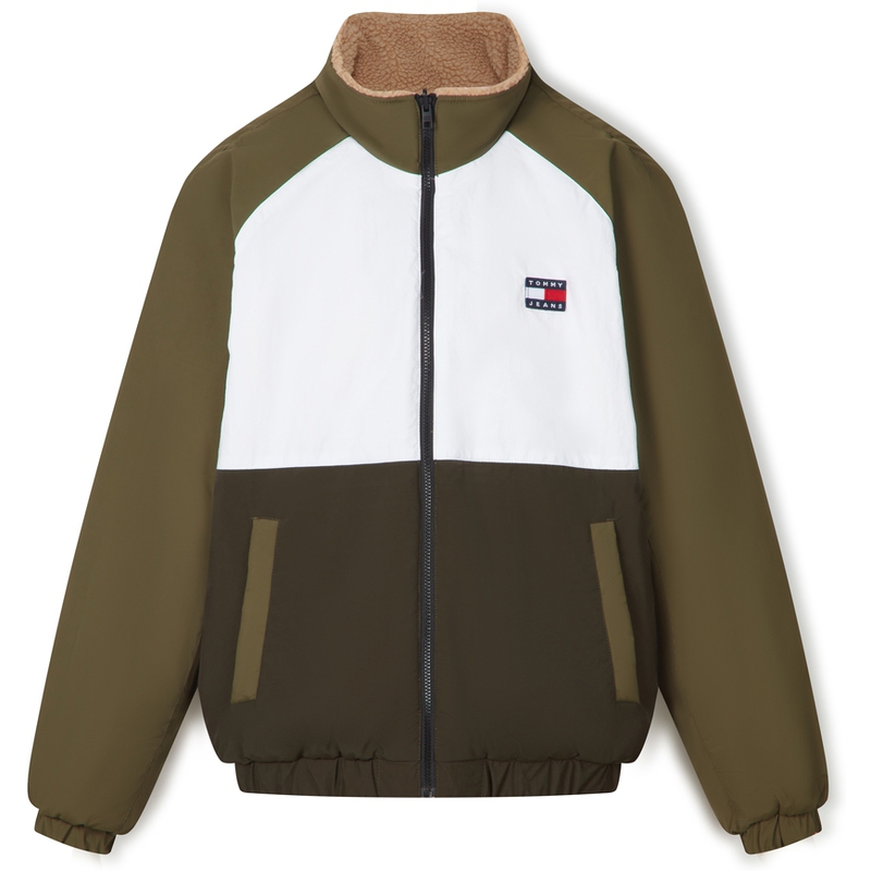 Shop 汤米·希尔费格拼色可翻转羊羔绒夹克男女同款时尚外套 DM0DM17232