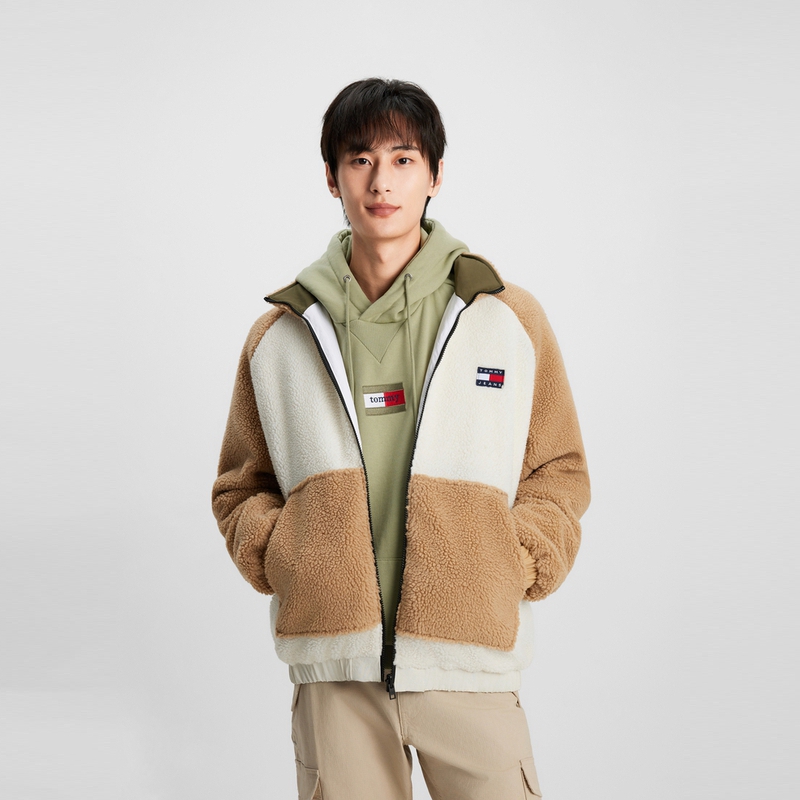 Details for 汤米·希尔费格拼色可翻转羊羔绒夹克男女同款时尚外套 DM0DM17232