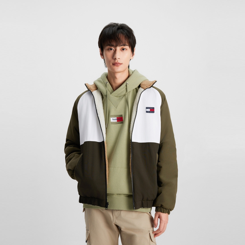 Cheap 汤米·希尔费格拼色可翻转羊羔绒夹克男女同款时尚外套 DM0DM17232