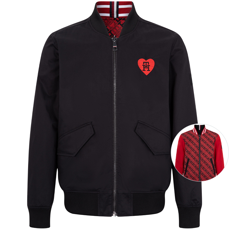 Tommy Hilfiger Reversible Heart Varsity Jacket Unisex Red Black Capsule Series MW0MW32371-BDS