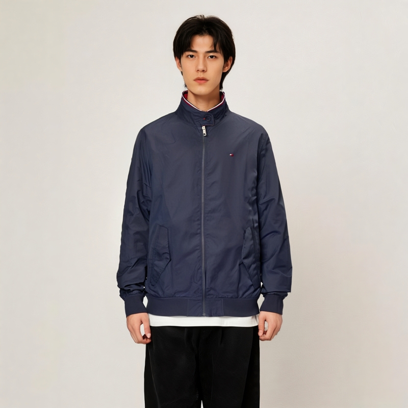 Shop Tommy Hilfiger Jaket Reversible Ringan Logo Bordir Navy Blue 78J3274-600