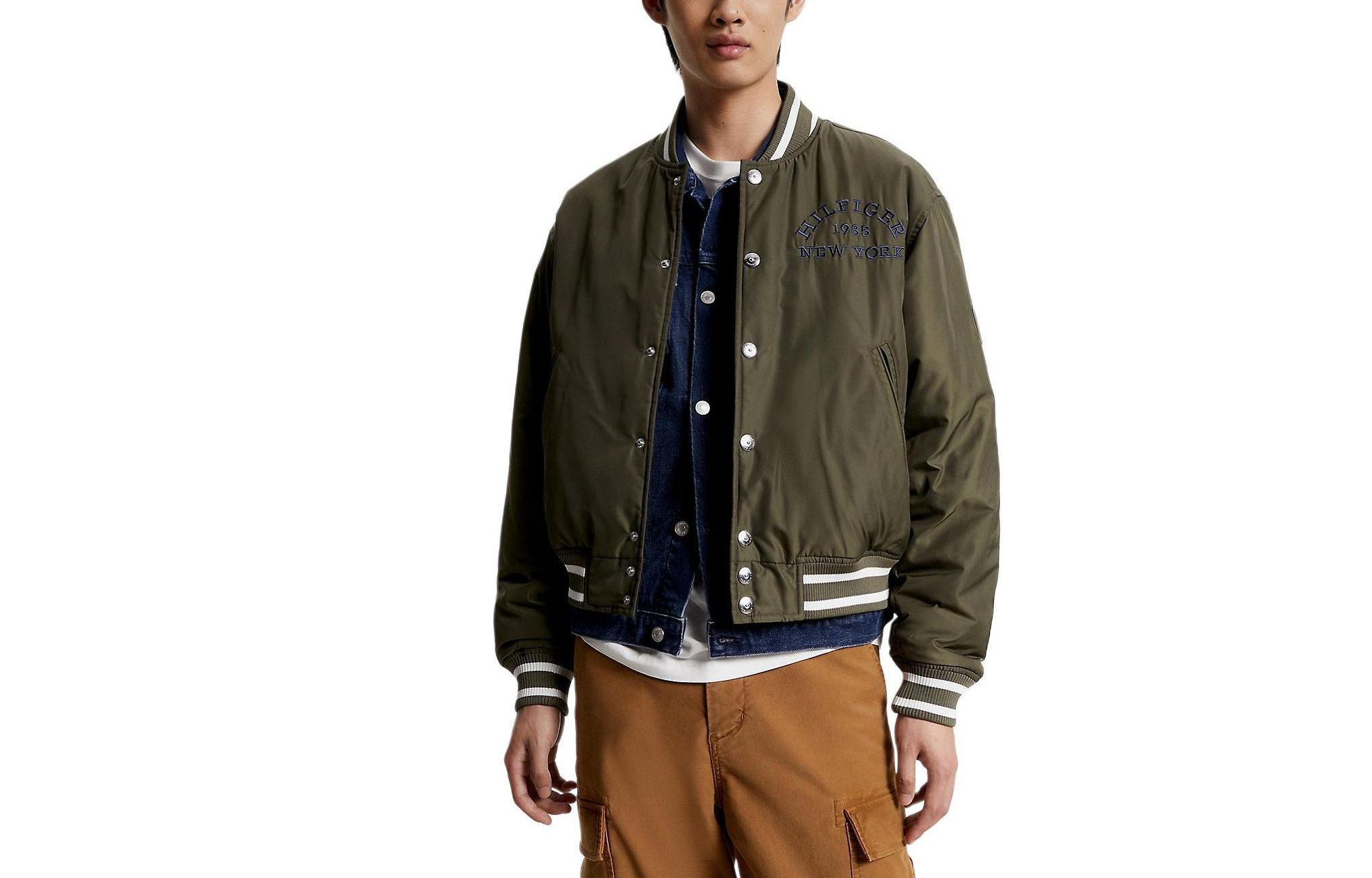 Tommy Hilfiger Reversible Monogram Bomber Jacket Army Green  Long Sleeve. MW32794-RBN