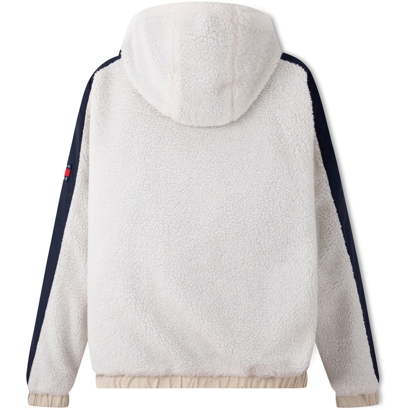 Lookbook Tommy Hilfiger 羊羔絨拼色修身連帽外套 紅/白/藍 XJ0XJ00881