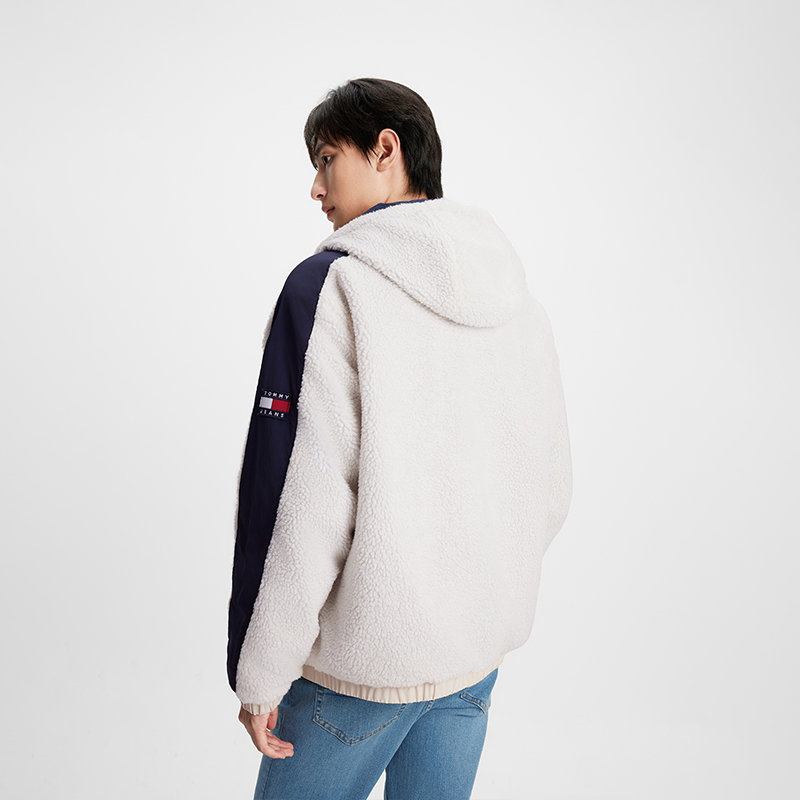 Sizing Tommy Hilfiger 羊羔絨拼色修身連帽外套 紅/白/藍 XJ0XJ00881