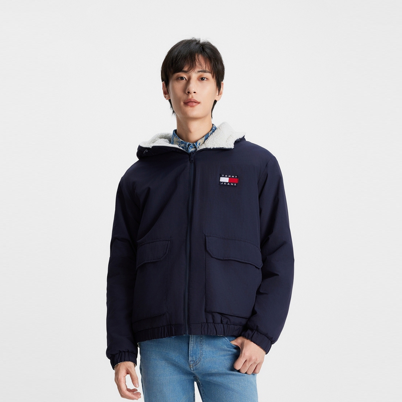 Cheap Tommy Hilfiger 羊羔絨拼色修身連帽外套 紅/白/藍 XJ0XJ00881
