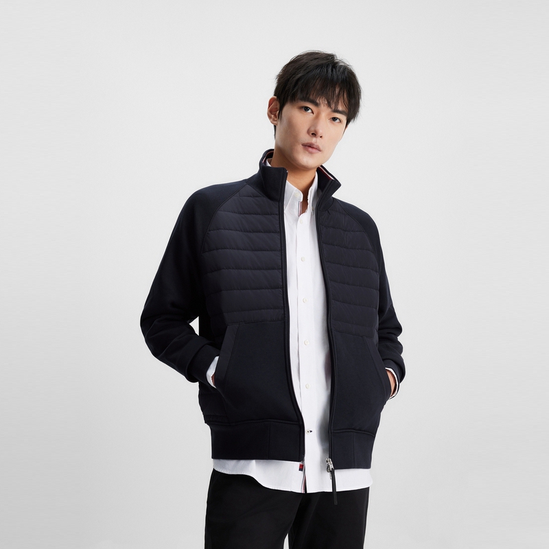 Shop 타미 힐피거 심플 컬러블록 지퍼 플리스 스웨트셔츠 MW0MW34168