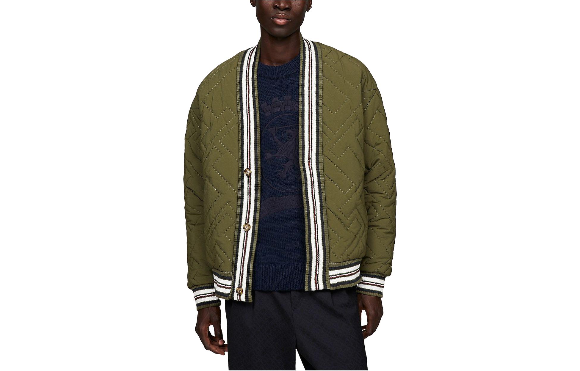 Tommy Hilfiger Single-Breasted Stripe Trim Jacket Pushcart Green MW0MW32270-MS2