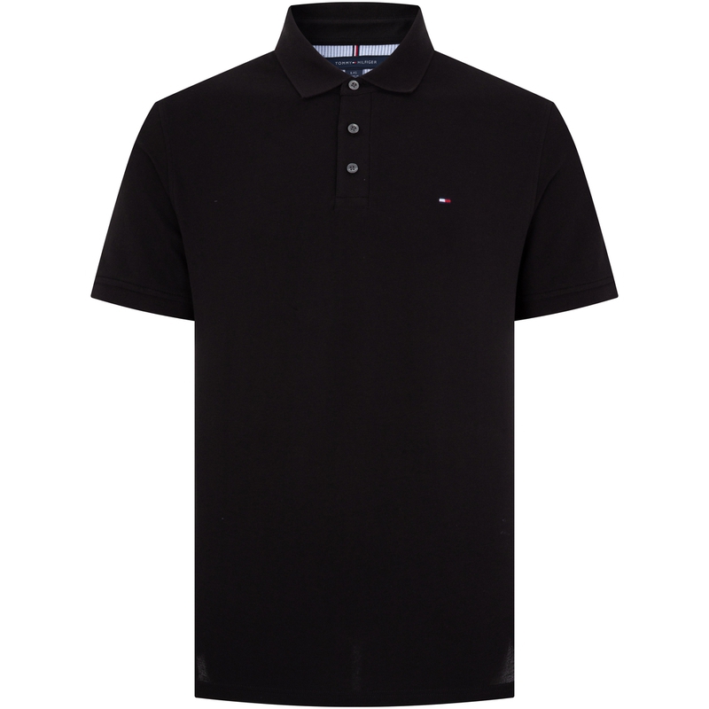 Tommy Hilfiger Slim Fit Black Polo Shirt - Breathable Casual Tennis Golf Style 78J9197BEI
