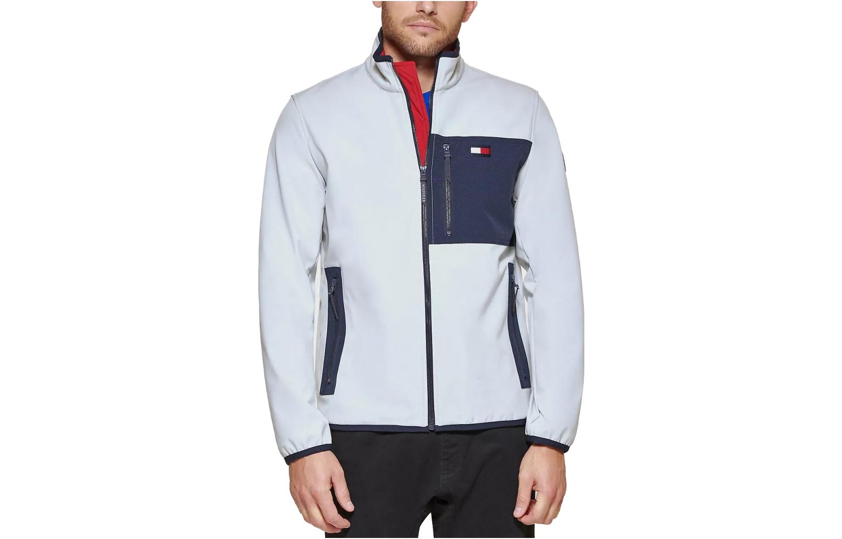 Tommy Hilfiger Soft Shell Jacket Colorblock Logo Print Light Blue MTG001887-001