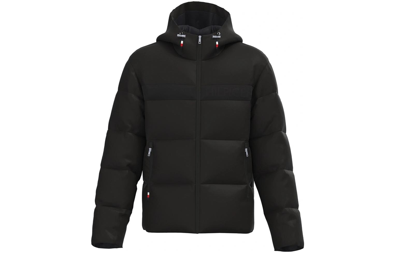 Tommy Hilfiger Solid Black Zip Pocket Hooded Jacket MW0MW27679-BDS