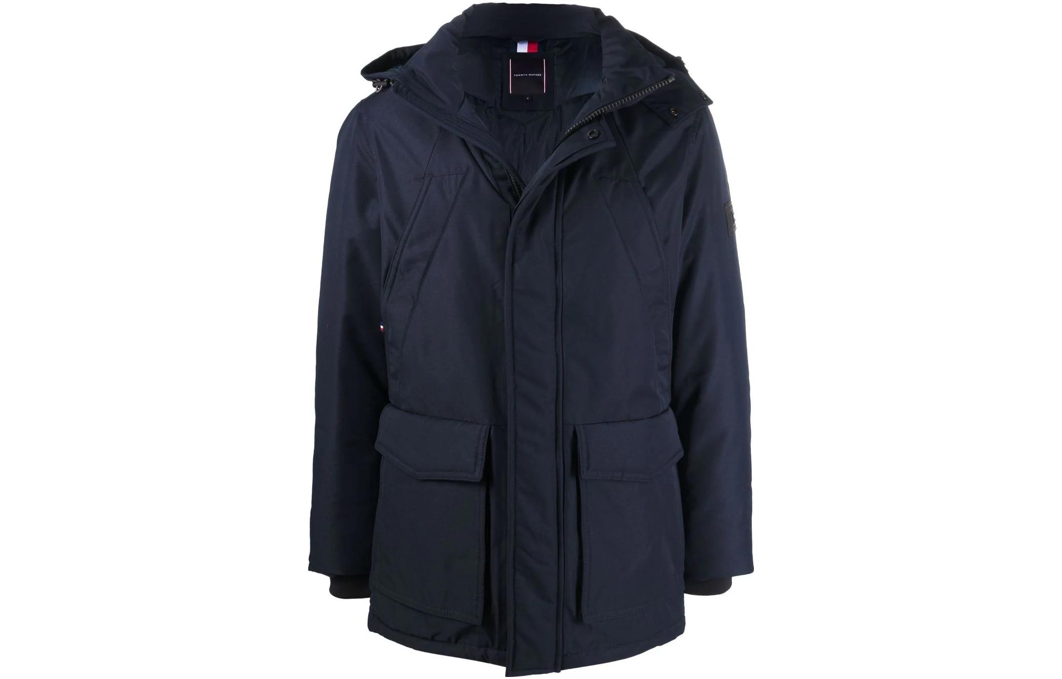 Tommy Hilfiger Solid Blue Hooded Casual Jacket for Men MW0MW21016-DW5