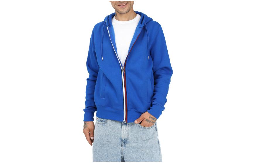 Tommy Hilfiger Solid Blue Oversized Casual Hoodie Jacket MW0MW31507C66