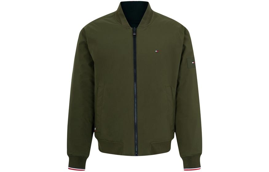 Tommy Hilfiger Solid Color Baseball Collar Zip Jacket 78J7131