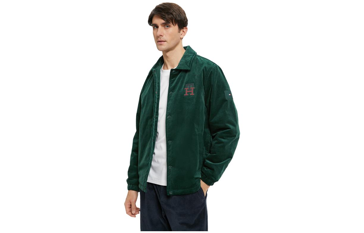 Tommy Hilfiger Solid Color Casual Long-Sleeve Jacket Dark Green MW0MW28076