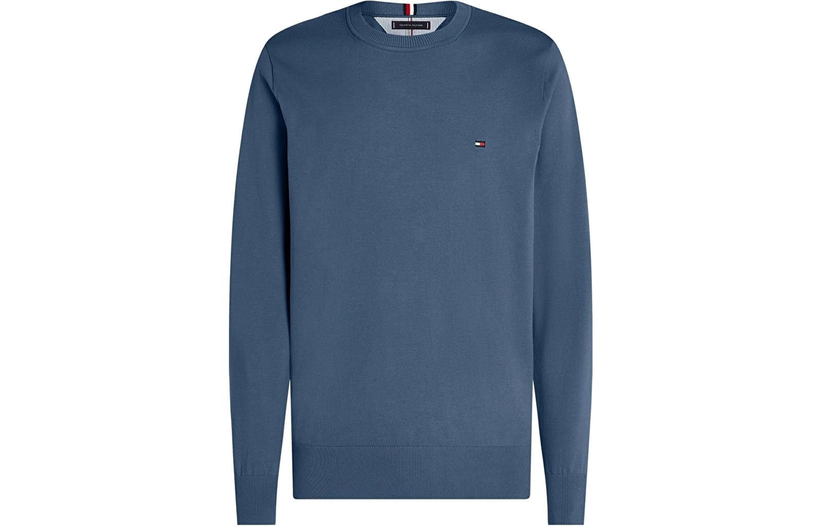 Tommy Hilfiger Solid Color Crewneck Pullover Sweatshirt Blue MW0MW21316DBX