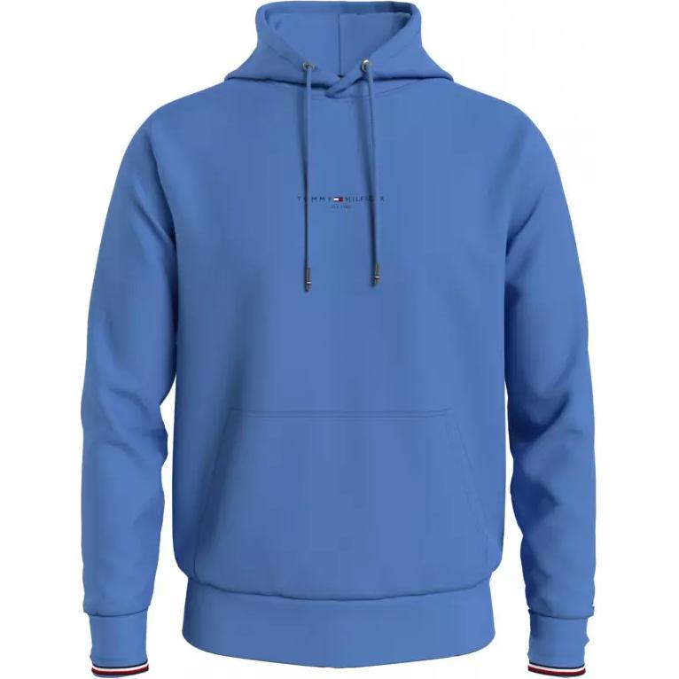 Tommy Hilfiger Solid Color Logo Hoodie Pullover Long Sleeve - Blue FMW0MW32673-C30