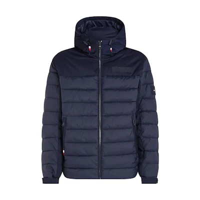 Tommy Hilfiger Solid Color Zip Hoodie Down Jacket Navy Blue MW34264-DW5