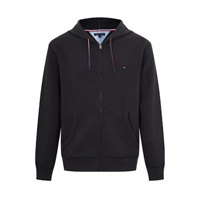 Tommy Hilfiger Solid Color Zip Hoodie with Small Logo Embroidery C8878J2409